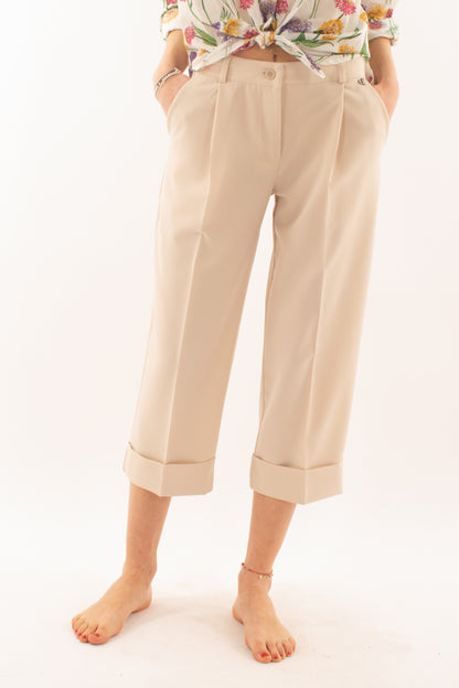 Pantalone con risvoltone da Donna Dixie - Gesso