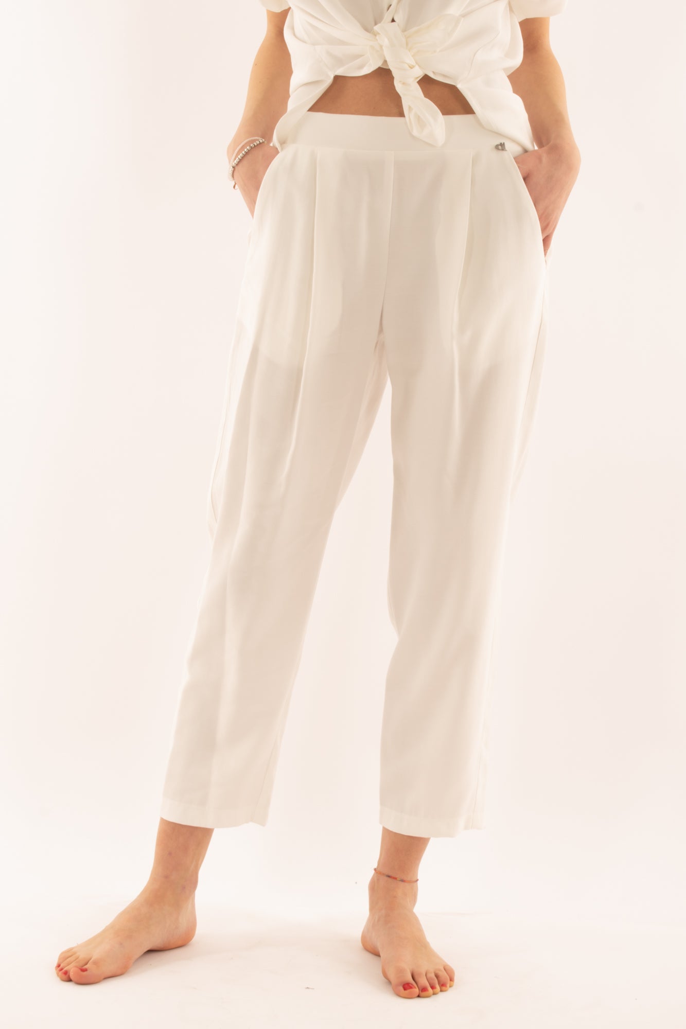 DIXIE Pantalone morbido da Donna Dixie - Bianco Bianco