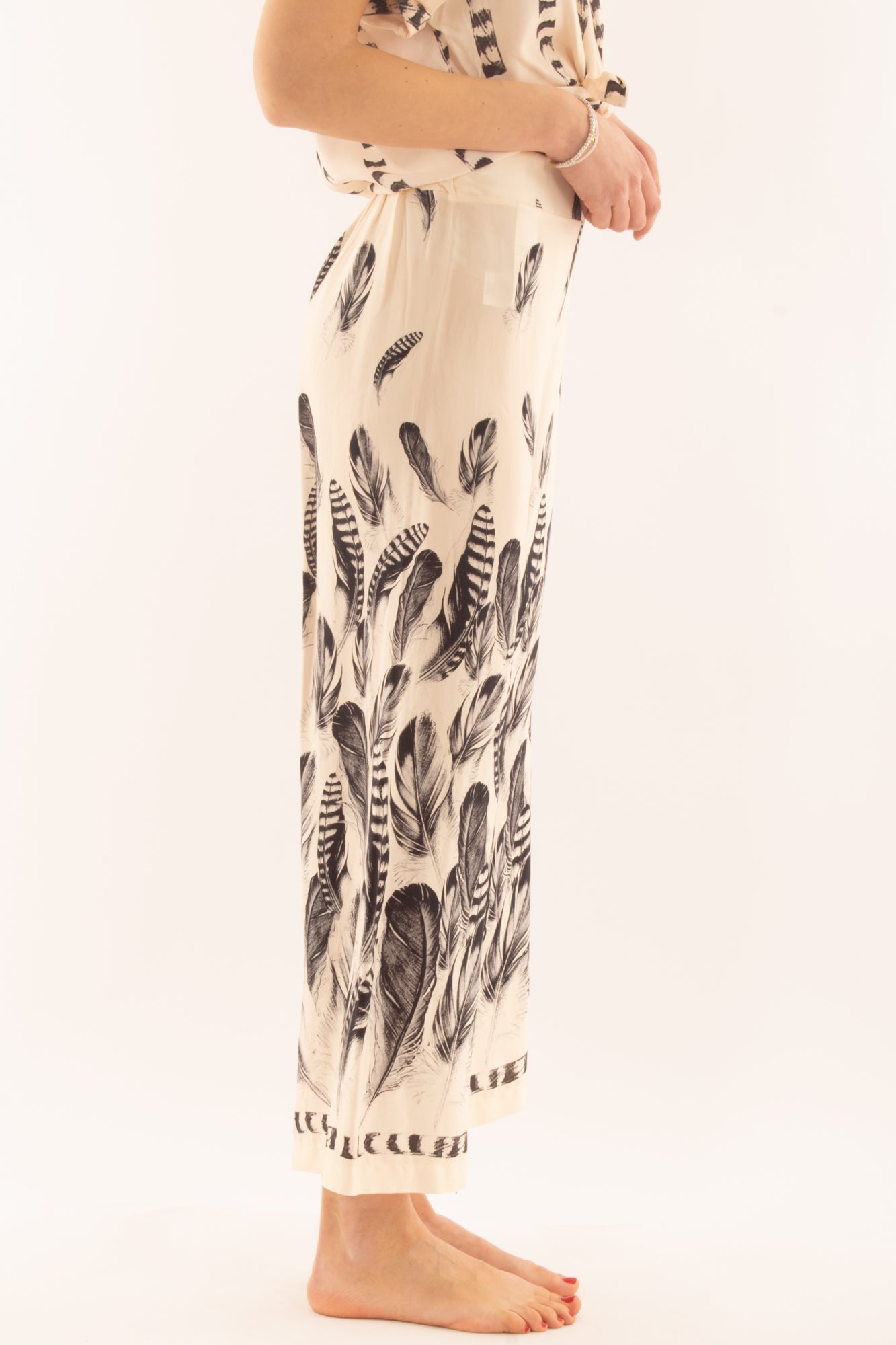 Pantalone a palazzo fantasia da Donna Dixie - Burro