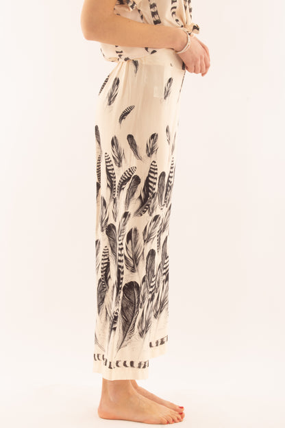 Pantalone a palazzo fantasia da Donna Dixie - Burro