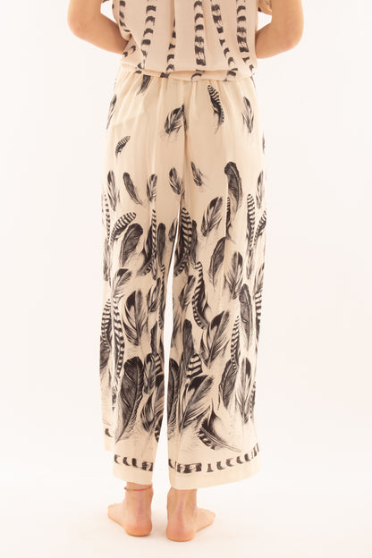 Pantalone a palazzo fantasia da Donna Dixie - Burro