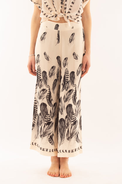 Pantalone a palazzo fantasia da Donna Dixie - Burro