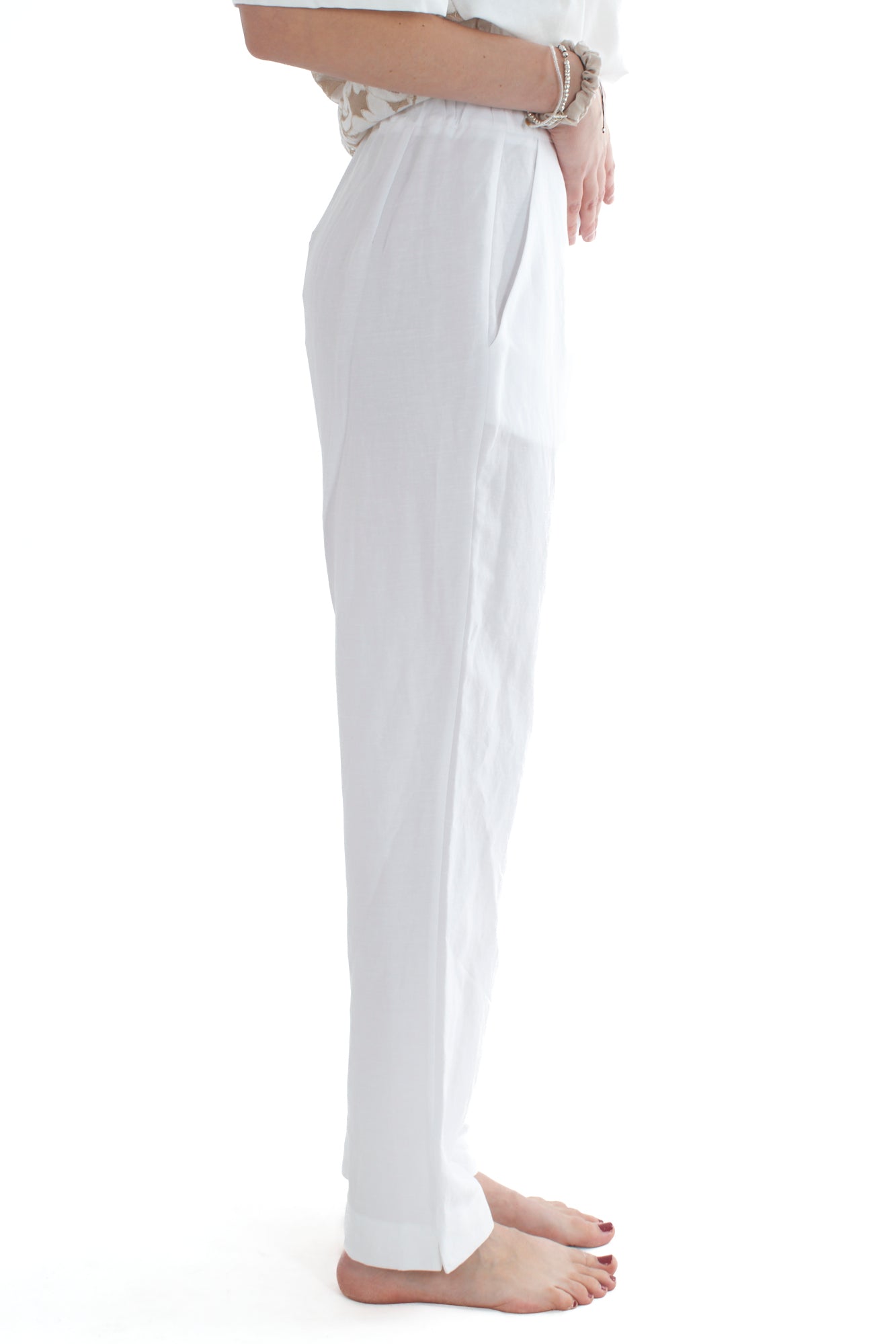 Pantalone in viscosa e lino da Donna Dixie - Bianco