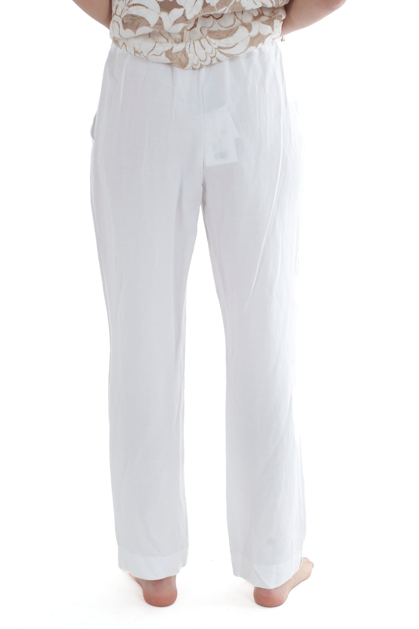 Pantalone in viscosa e lino da Donna Dixie - Bianco