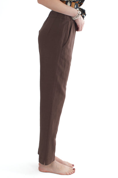 Pantalone in viscosa e lino da Donna Dixie - Cioccolato