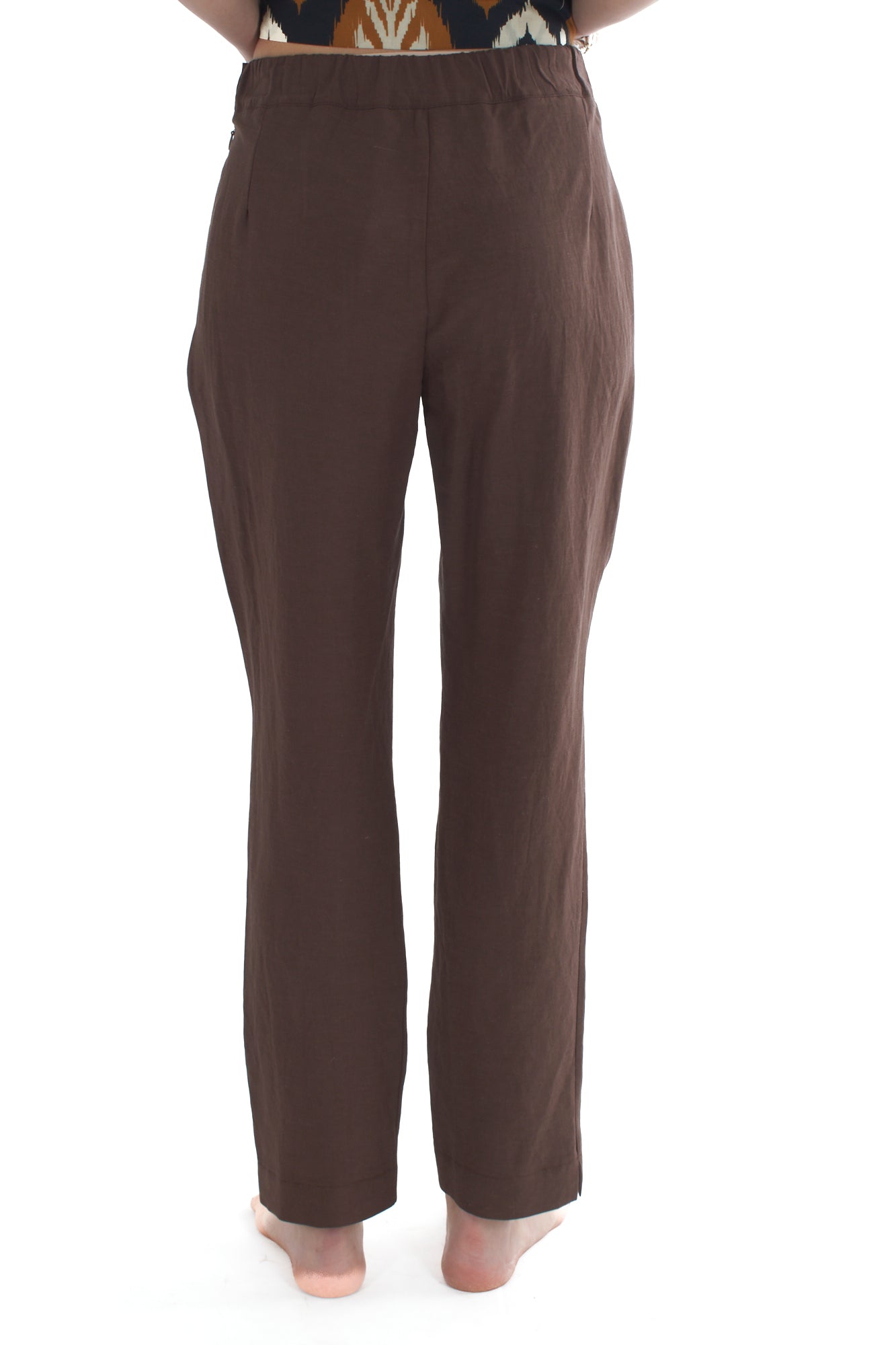 Pantalone in viscosa e lino da Donna Dixie - Cioccolato