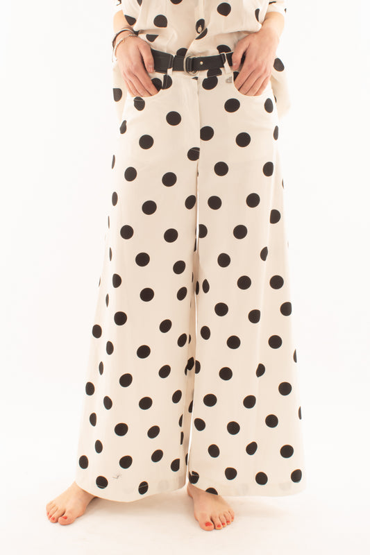 Pantalone a pois da Donna Dixie - Latte