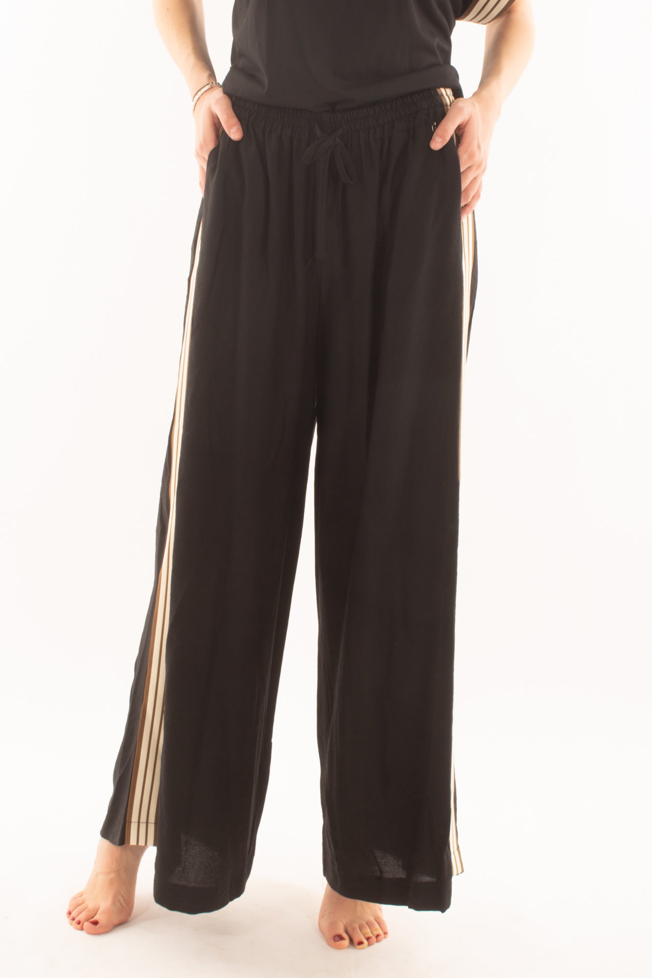 DIXIE Pantalone con bande latelari da Donna - Dixie - Nero Nero