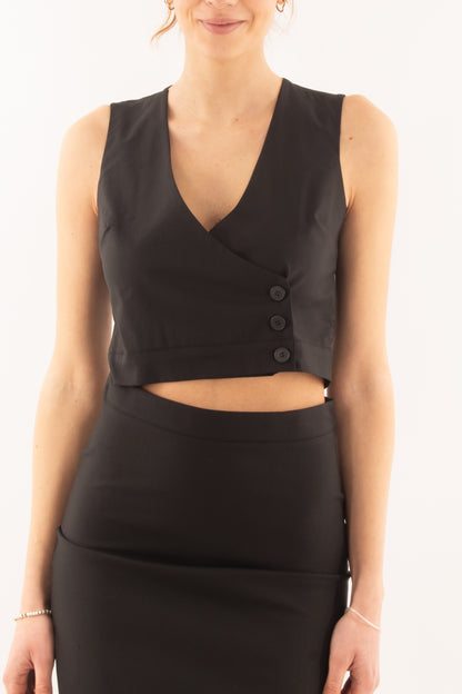 Gilet con abottonatura di lato da Donna Dixie - Nero