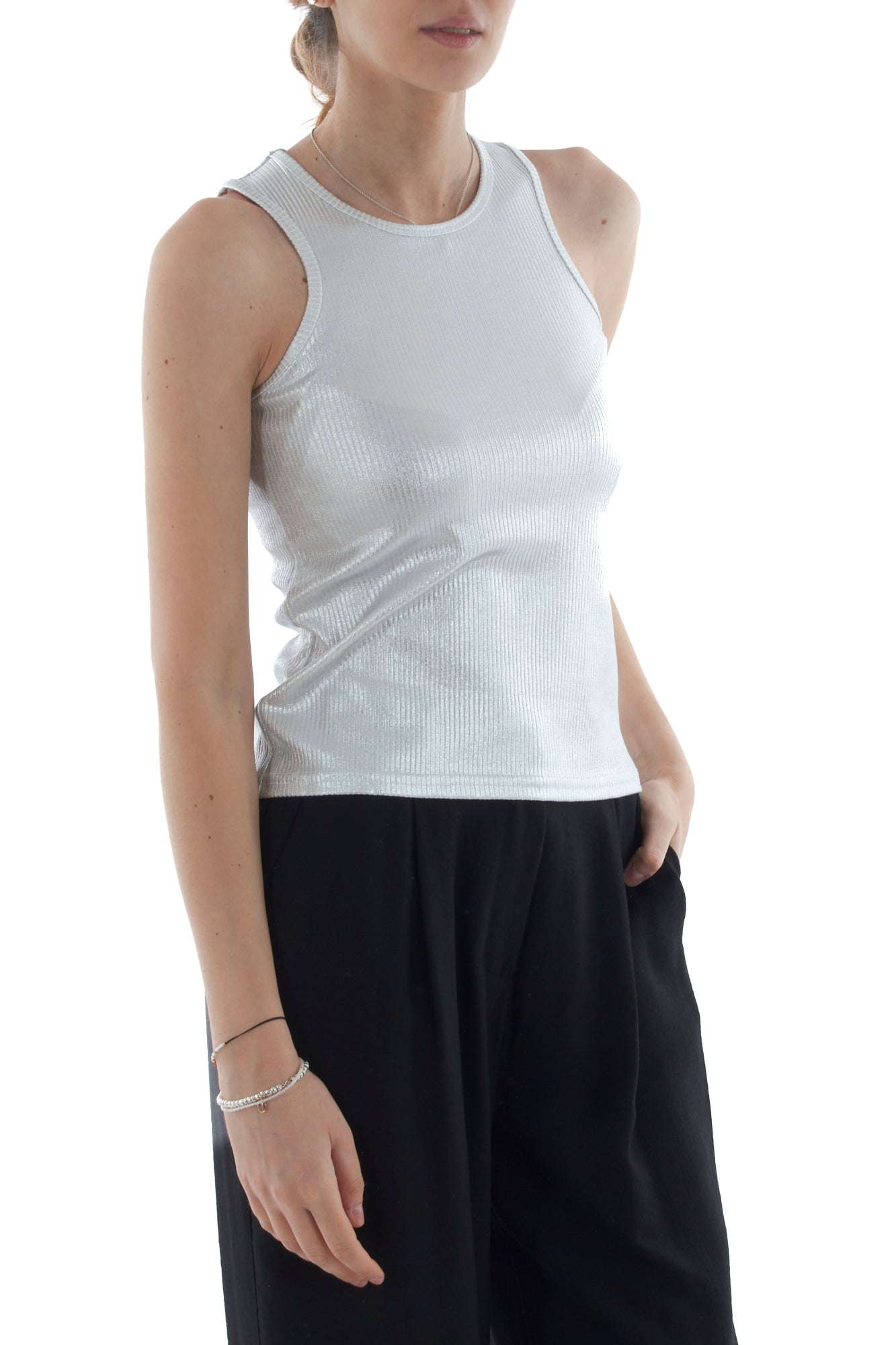 Canottiera spalmata da Donna Dixie - Argento