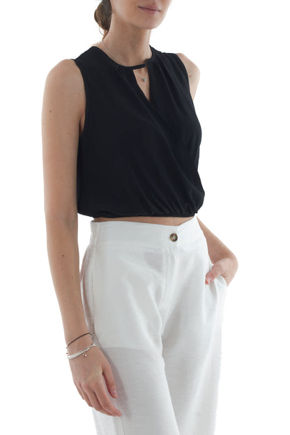 Maglia corta smanicata da Donna Dixie - Nero