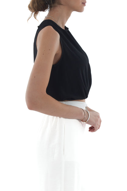 Maglia corta smanicata da Donna Dixie - Nero