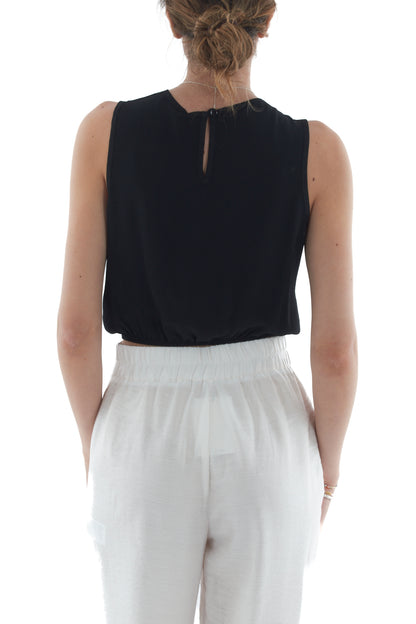 Maglia corta smanicata da Donna Dixie - Nero