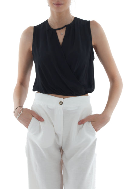 Maglia corta smanicata da Donna Dixie - Nero