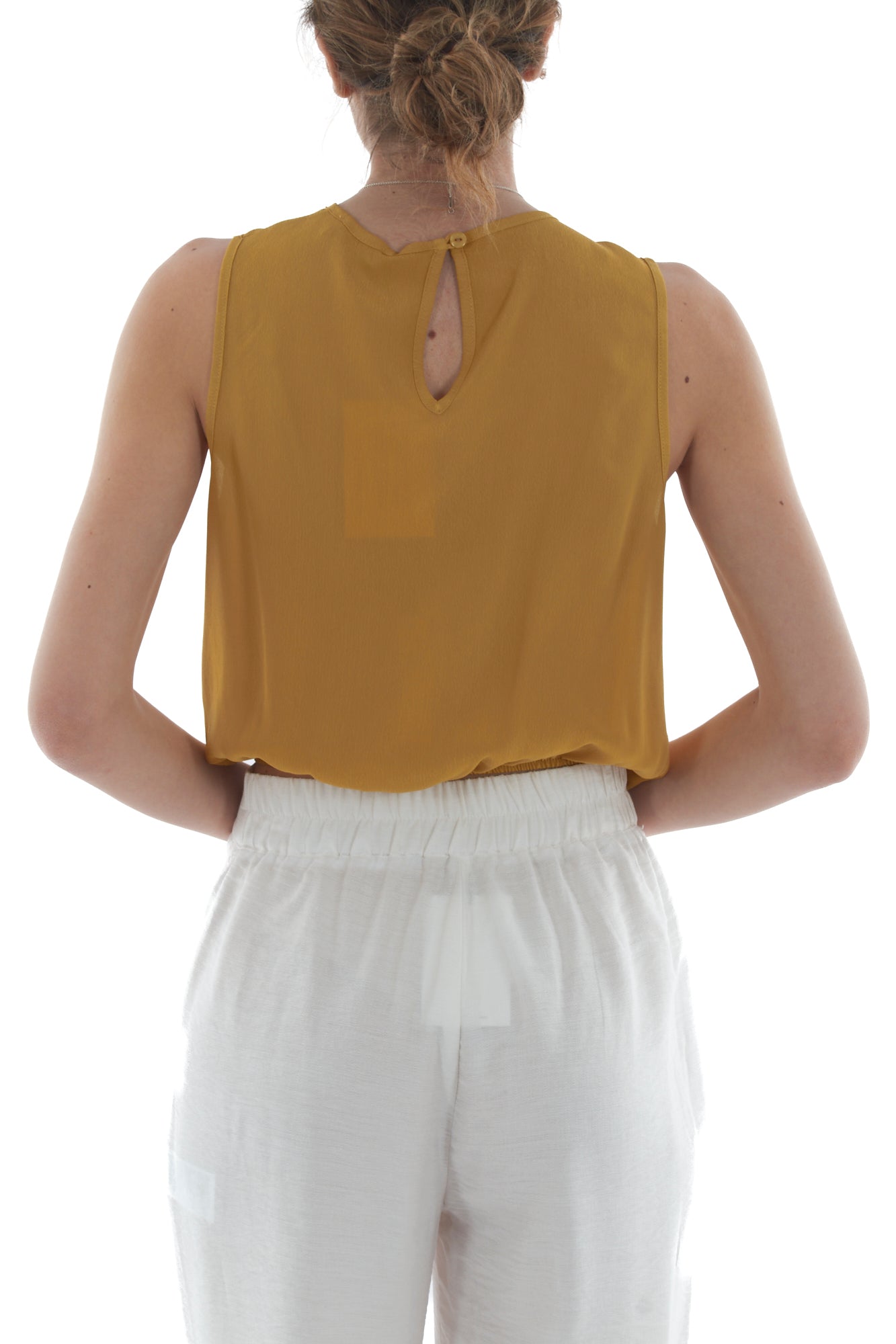 Maglia corta smanicata da Donna Dixie - Senape