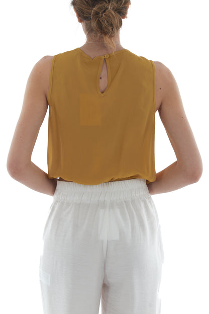 Maglia corta smanicata da Donna Dixie - Senape