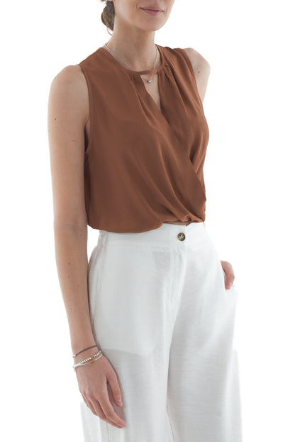 Maglia corta smanicata da Donna Dixie - Terra