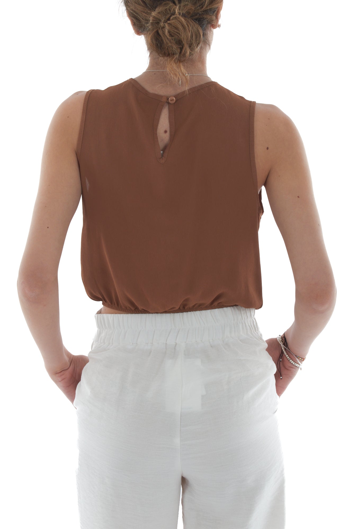 Maglia corta smanicata da Donna Dixie - Terra