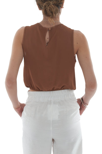 Maglia corta smanicata da Donna Dixie - Terra