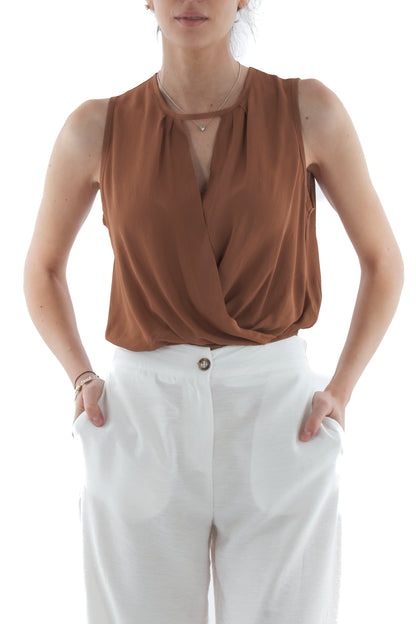 Maglia corta smanicata da Donna Dixie - Terra