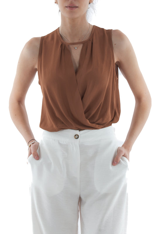 Maglia corta smanicata da Donna Dixie - Terra