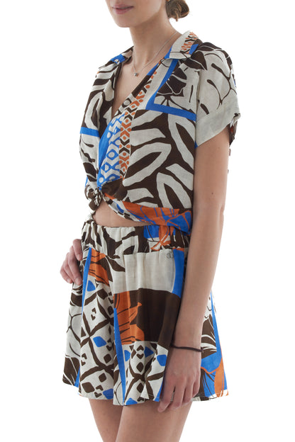 Blusa corta fantasia da Donna Dixie Multicolor