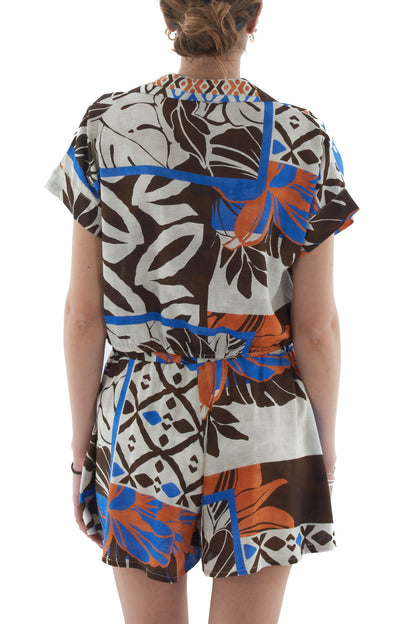 Blusa corta fantasia da Donna Dixie Multicolor