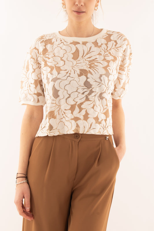 Maglia in pizzo da Donna Dixie - Beige