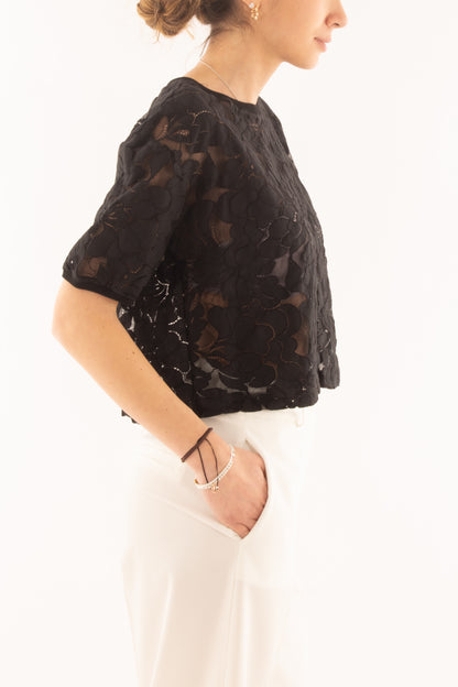 Maglia in pizzo da Donna Dixie - Nero