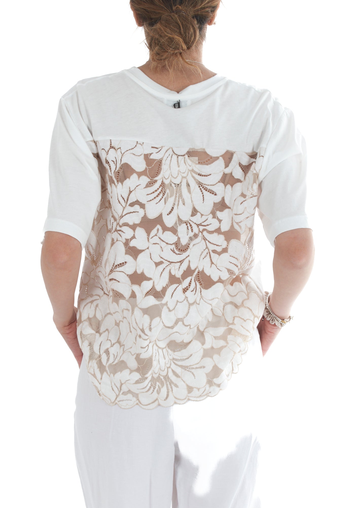 maglia con pizzo da Donna Dixie - Panna