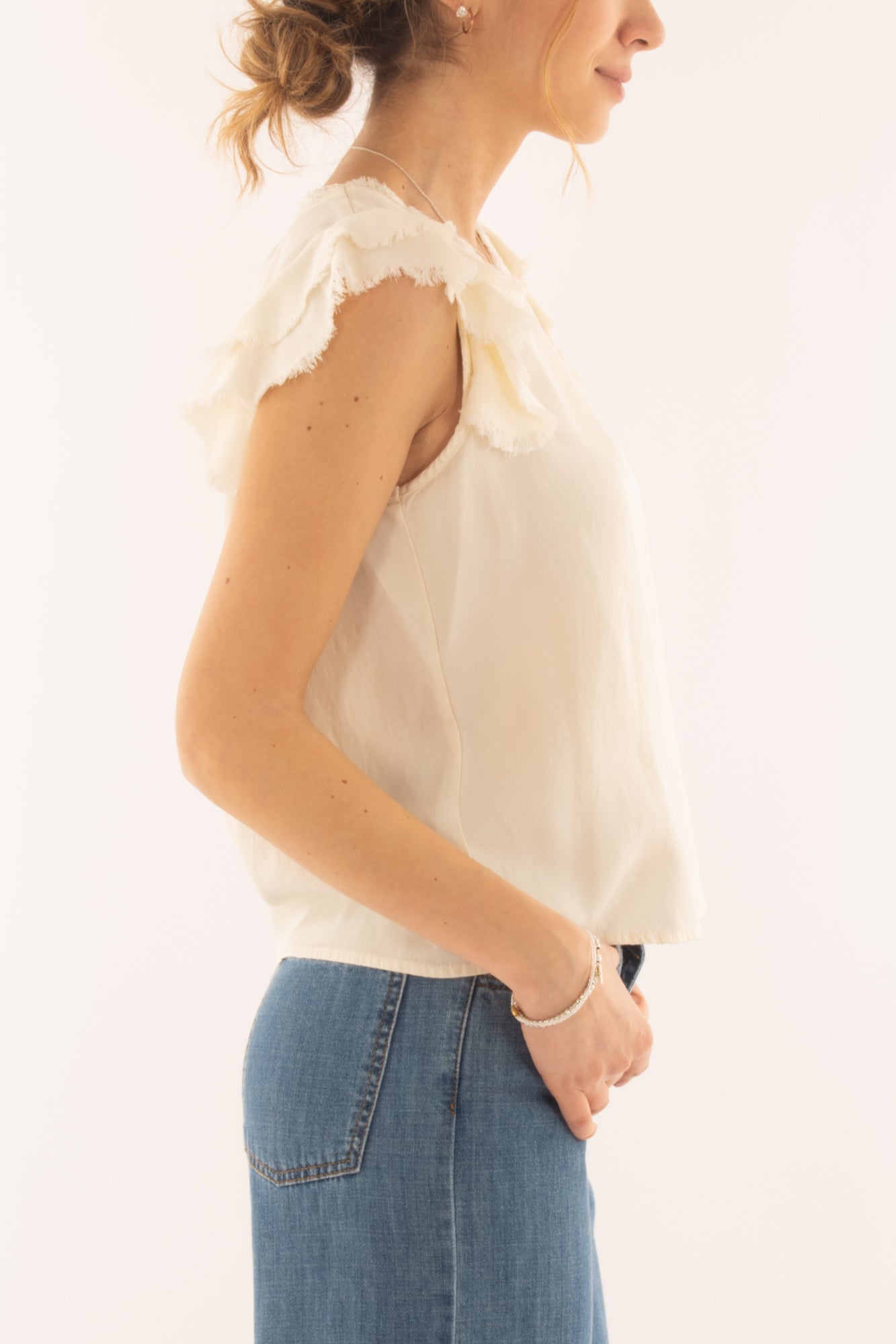 T-shirt con rouge sfrangiata da Donna Dixie - Burro