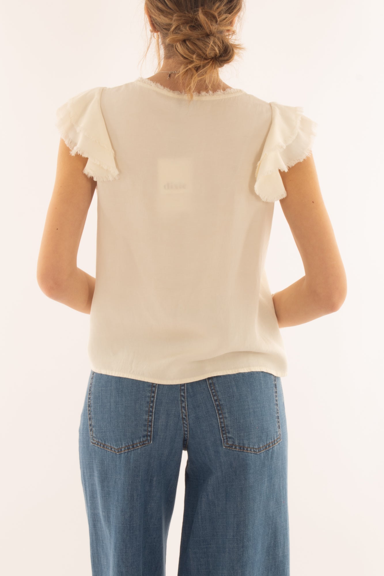 T-shirt con rouge sfrangiata da Donna Dixie - Burro