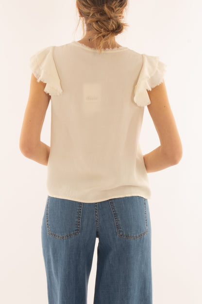 T-shirt con rouge sfrangiata da Donna Dixie - Burro