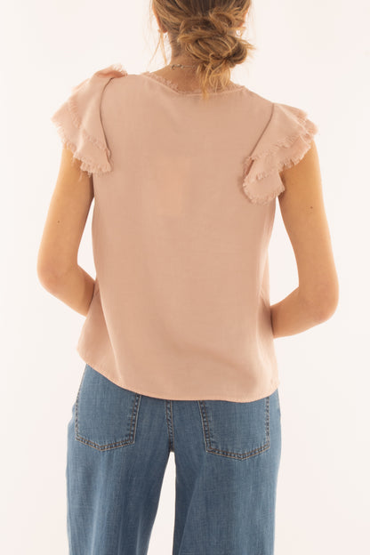 T-shirt con rouge sfrangiata da Donna Dixie - Rosa