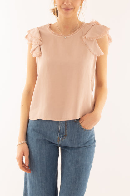 T-shirt con rouge sfrangiata da Donna Dixie - Rosa