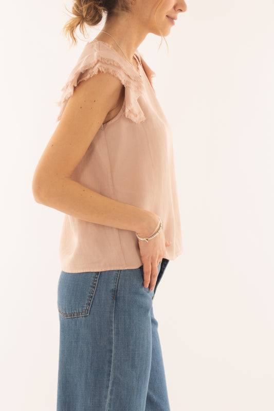 T-shirt con rouge sfrangiata da Donna Dixie - Rosa