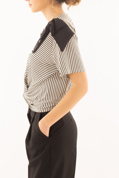 T-shirt rigata con nodo da Donna Dixie - Bianco