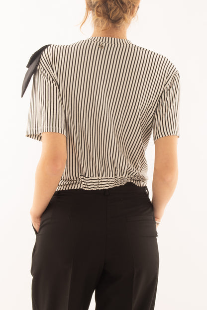 T-shirt rigata con nodo da Donna Dixie - Bianco