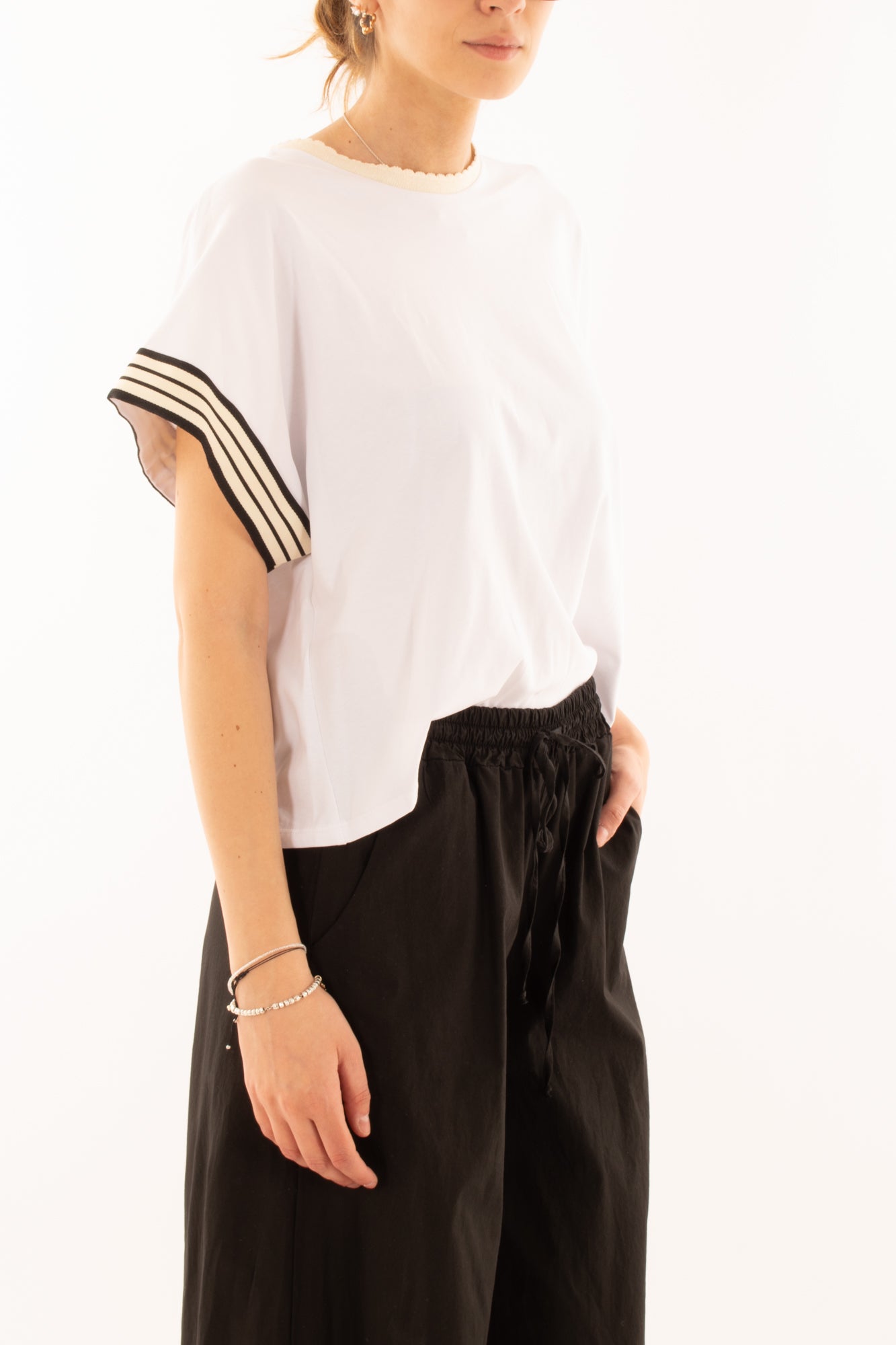 Maglia con bande latelari da Donna Dixie - Nero