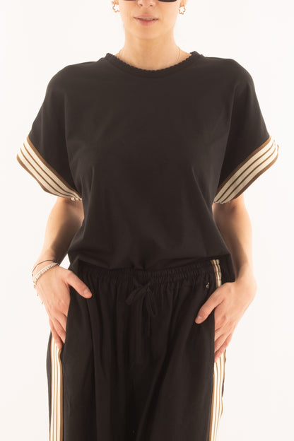 Maglia con bande latelari da Donna Dixie - Nero