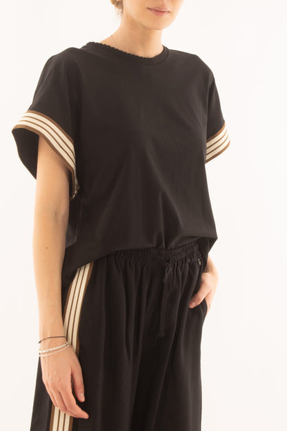 Maglia con bande latelari da Donna Dixie - Nero