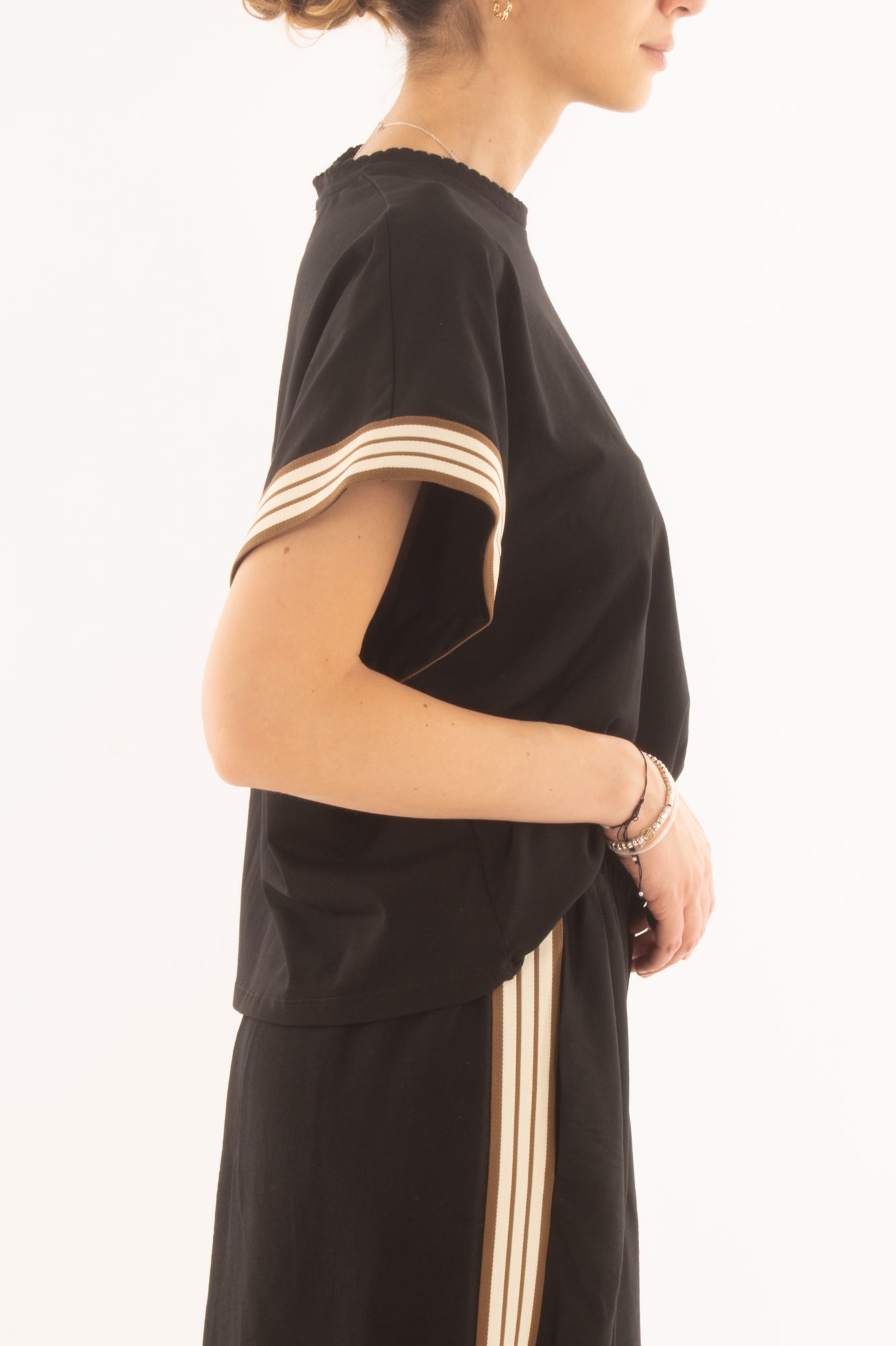 Maglia con bande latelari da Donna Dixie - Nero