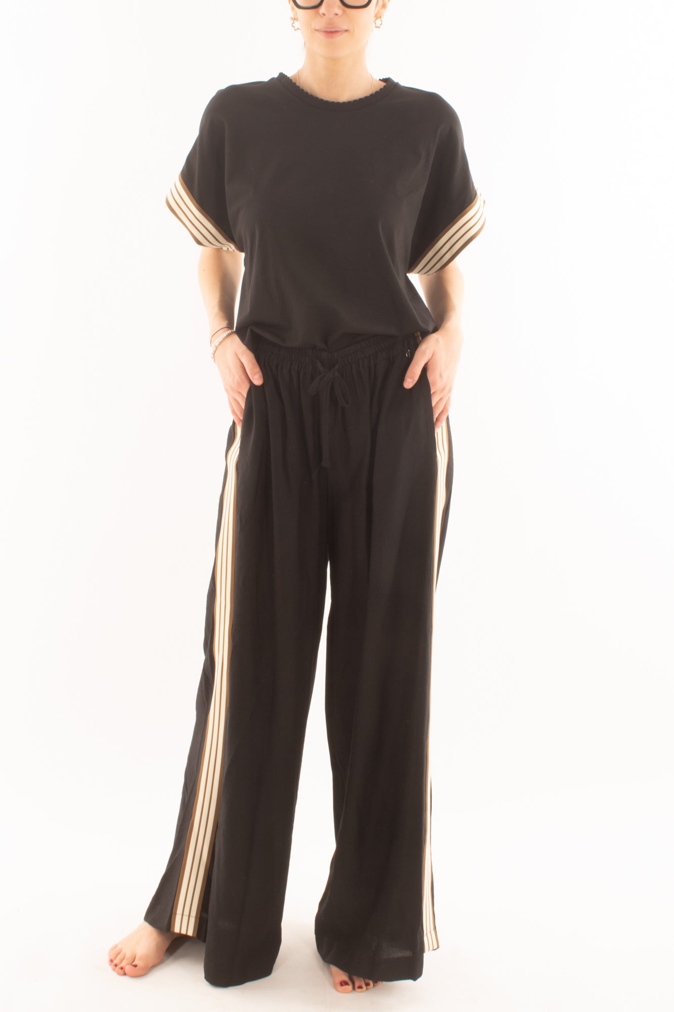 Maglia con bande latelari da Donna Dixie - Nero