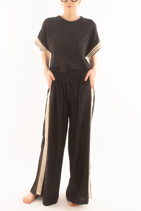 Maglia con bande latelari da Donna Dixie - Nero