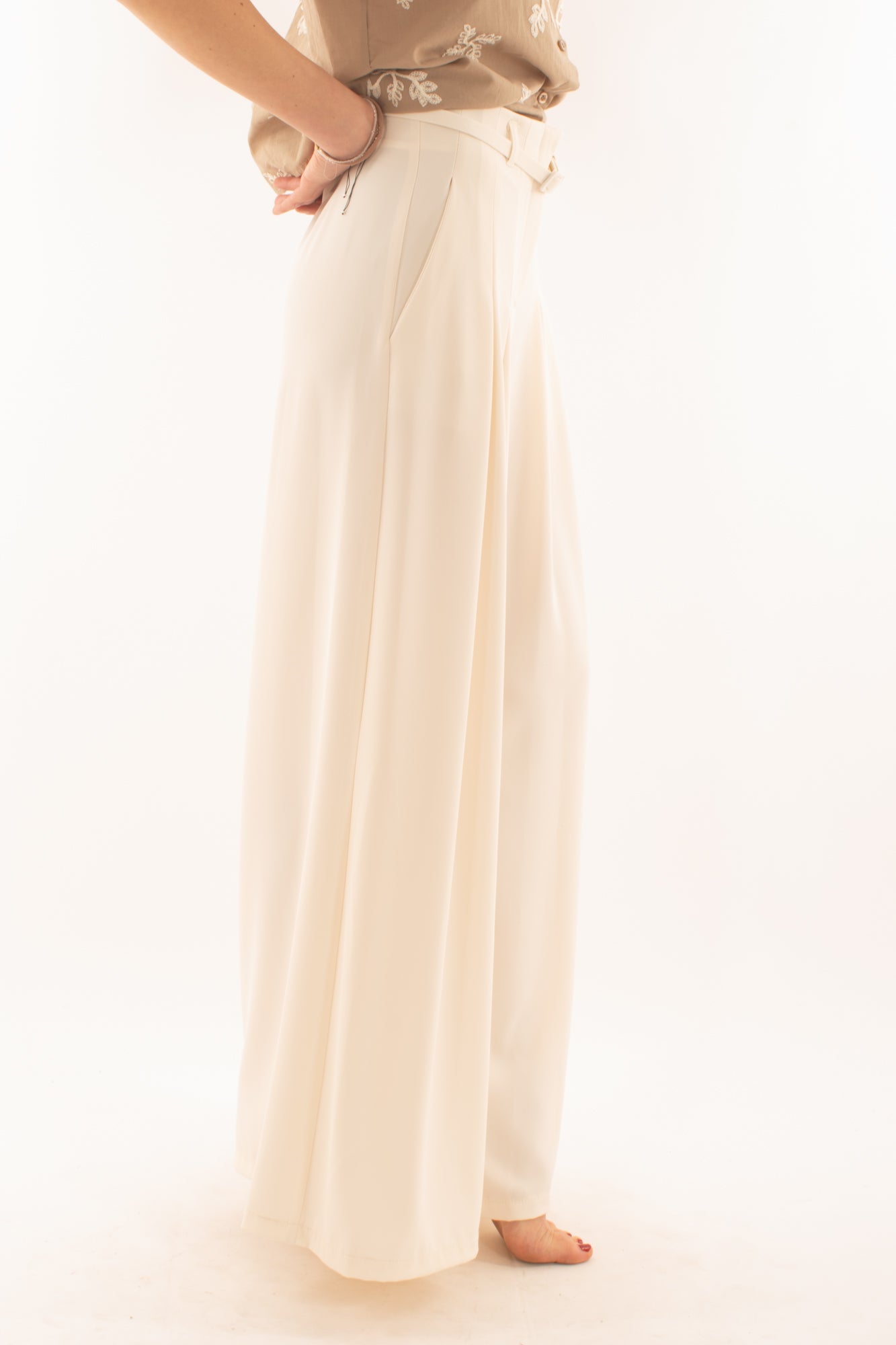 Pantalone palazzo con cintina da Donna Imperial - Burro