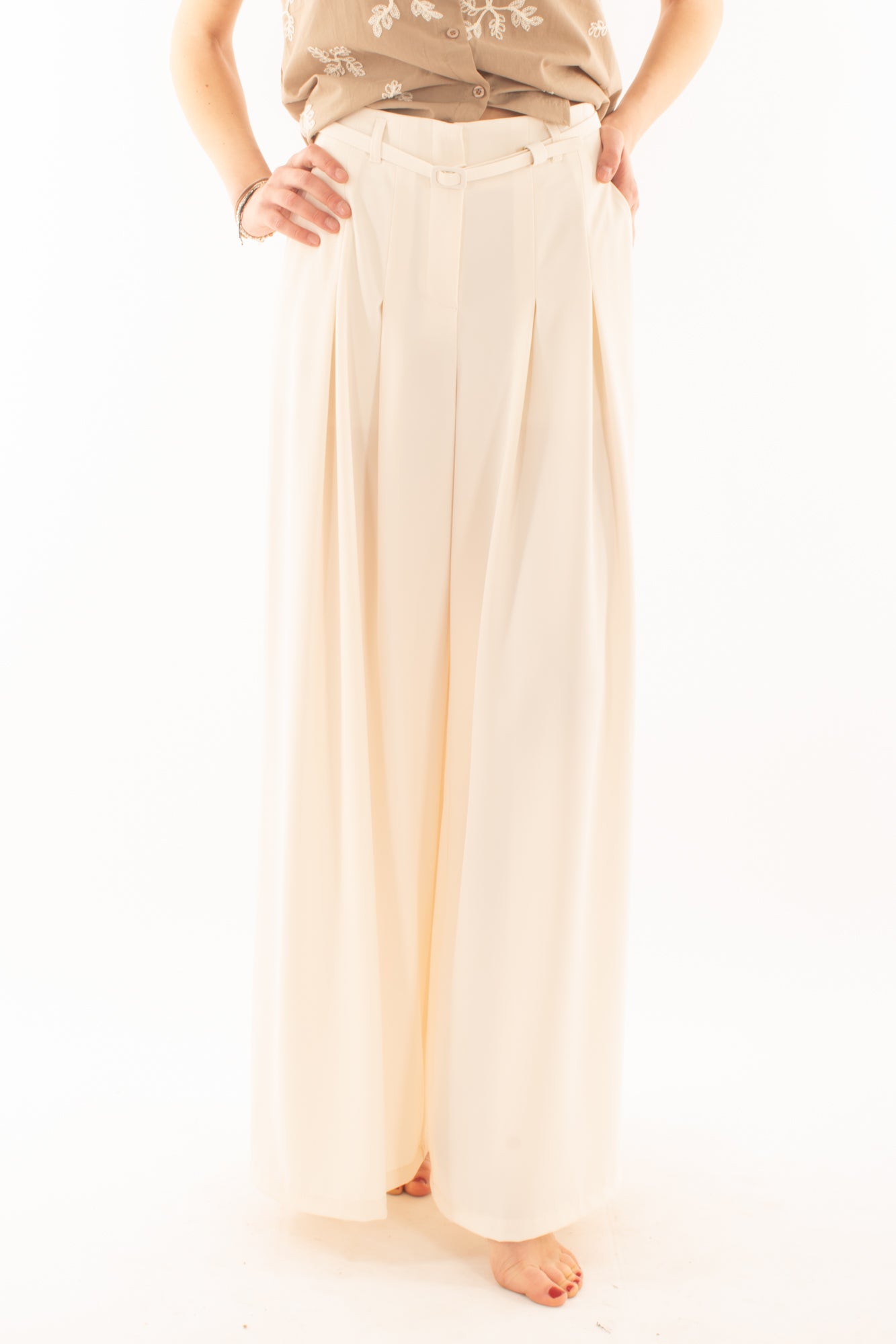 Pantalone palazzo con cintina da Donna Imperial - Burro