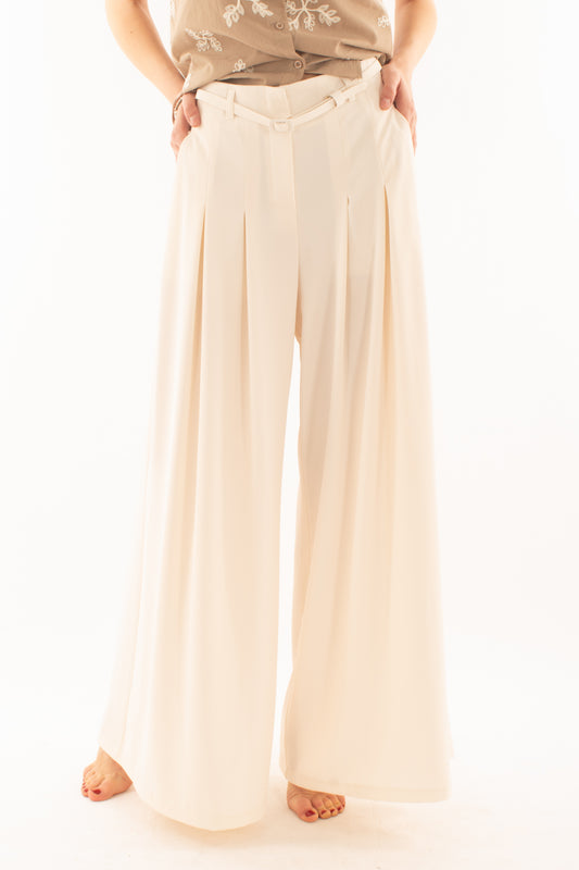 Pantalone palazzo con cintina da Donna Imperial - Burro