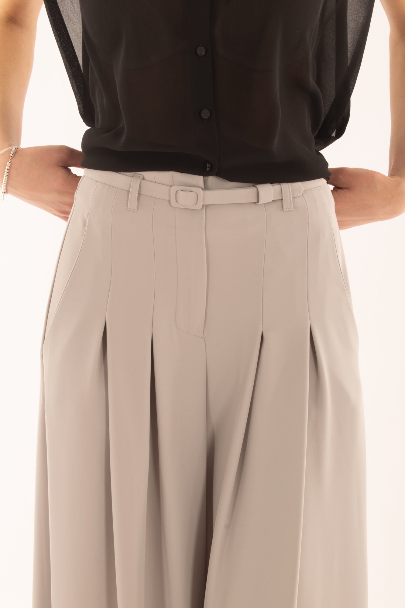 IMPERIAL Pantalone palazzo con cintina da Donna - Perla Perla