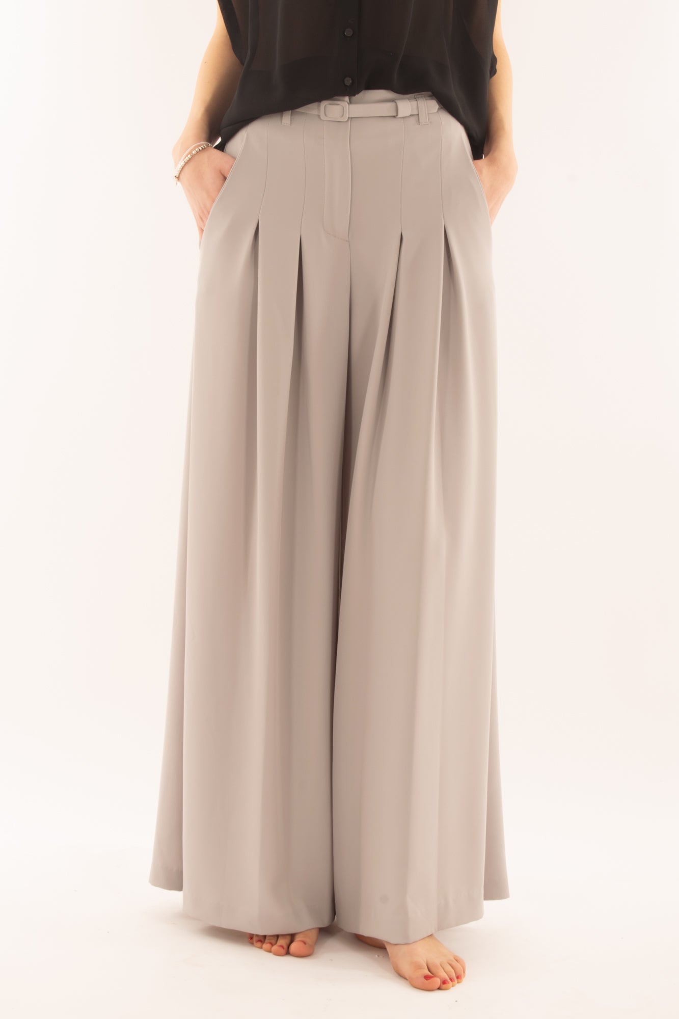 Pantalone palazzo con cintina da Donna Imperial - Perla