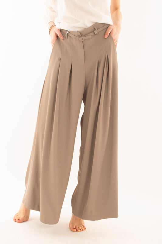 Pantalone palazzo con cintina da Donna Imperial  - Tortora
